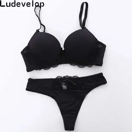 Kvinder Undertøj Solid Vs BH Thong Sæt Sexy Plus Size Lingeri Suit Blonde BH Og Trusser Kvinde Push Up BH Sæt