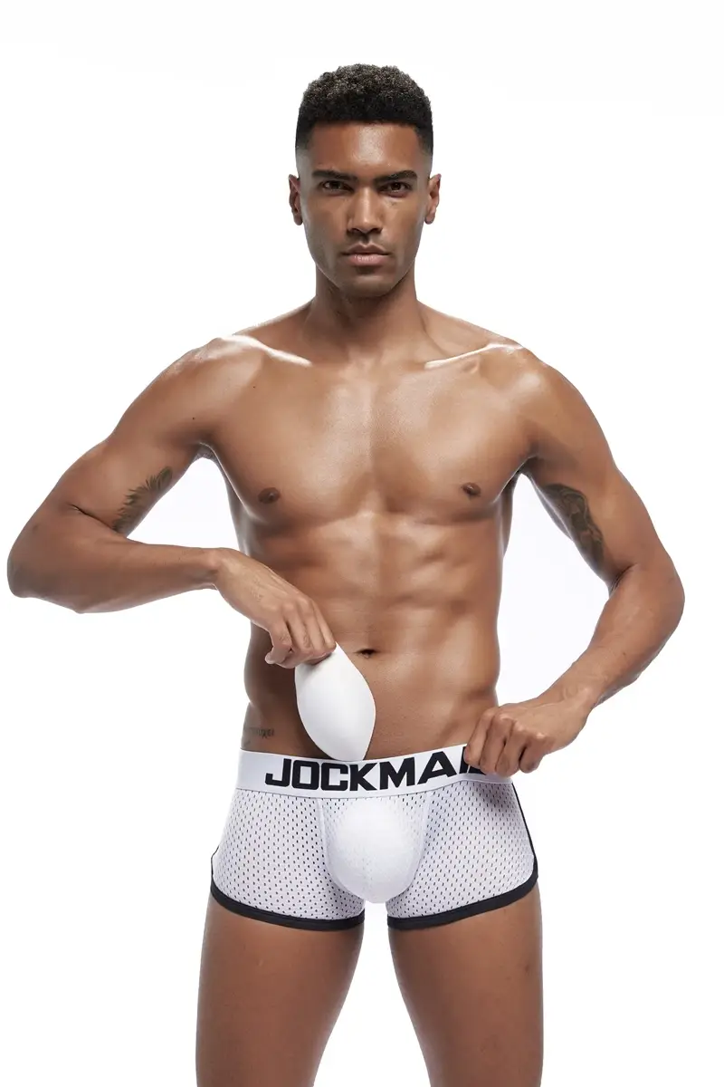 Sexy Men underwear Boxers Men's Padded Enhancing Removable front and bottom Breathable Mesh Gay Underwear Spring summer — image 11