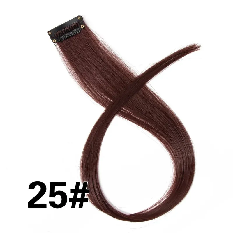 Synthetic 50Cm Rainbow Colors One Clip In Hair Extensions Straight Long Synthetic For Women Hair Piece Blue Pink Purple Red 12G