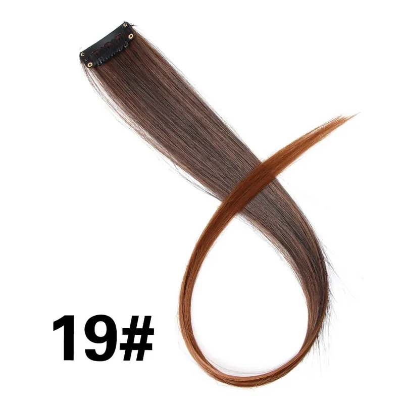 Synthetic 50Cm Rainbow Colors One Clip In Hair Extensions Straight Long Synthetic For Women Hair Piece Blue Pink Purple Red 12G