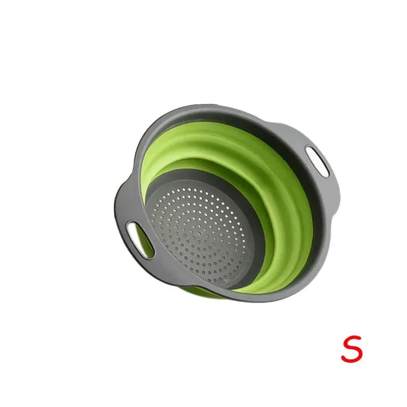Round Folding Colander BPA Free Fruits Vegetables Washing Drain Basket Kitchen Colander Strainer Dishwasher Safe KC0236
