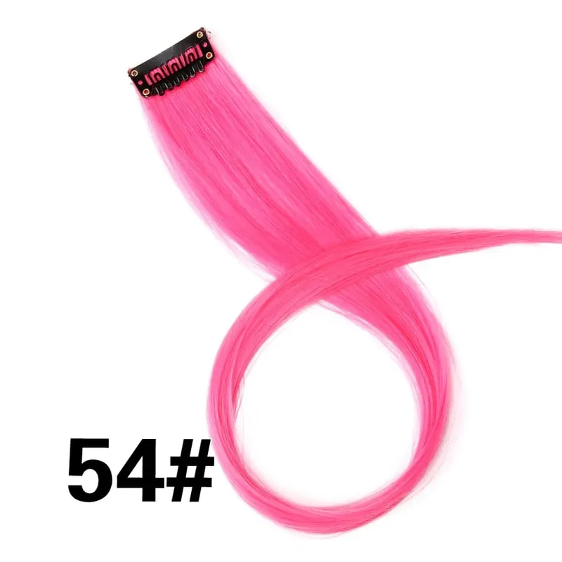 Synthetic Clip In One Pieces Raiinbow Hair Extensions Straight Synthetic Hair Pieces 18" Long Ombre Hair Pink Purple Red Blue — image 59