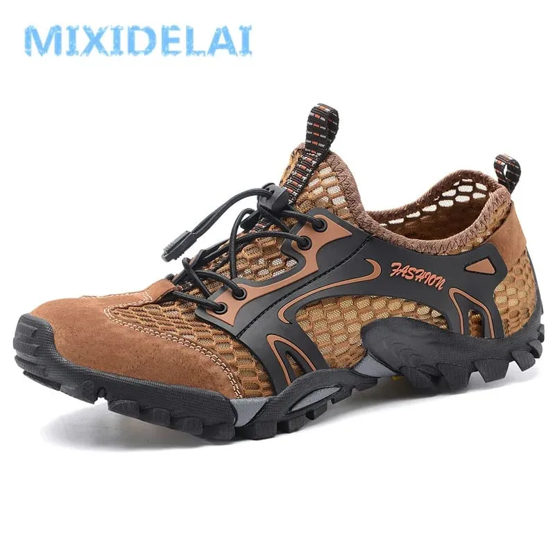 2024 Summer Spring Big Size Men Shoes Casual Mesh Artificial Leather Patchwork Breathable Outdoor Male Sneakers Walking Footwear — image 1