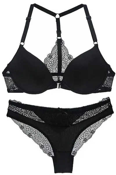 2022 New Sexy Halter Deep V Push Up Bras Set Solid Smooth Bow Decorative Women Underwear AB Cup Girls Lingerie
