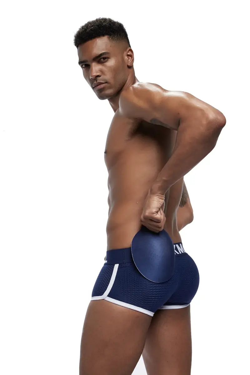 Sexy Men underwear Boxers Men's Padded Enhancing Removable front and bottom Breathable Mesh Gay Underwear Spring summer — image 7