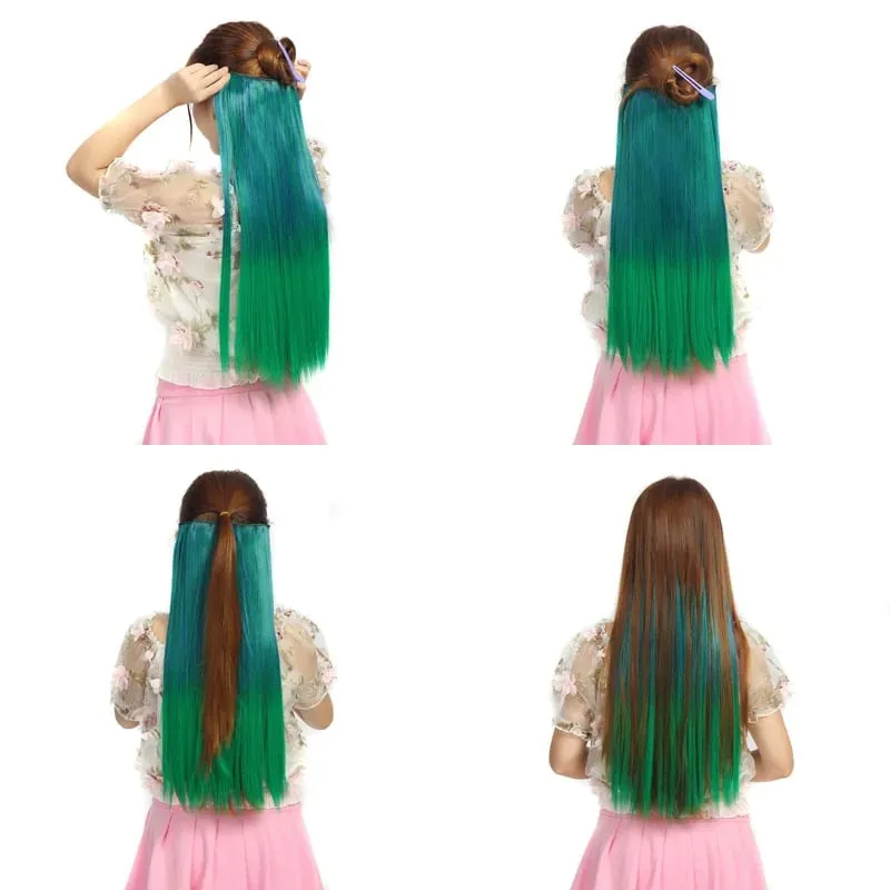 Jeedou One Piece 5 Clips Wavy Ombre Clip In Hair Extensions Long Water Wave Συνθετικά Σγουρά Μαλλιά Κομμάτι Rainbow Χρωματιστά Μαλλιά — image 5