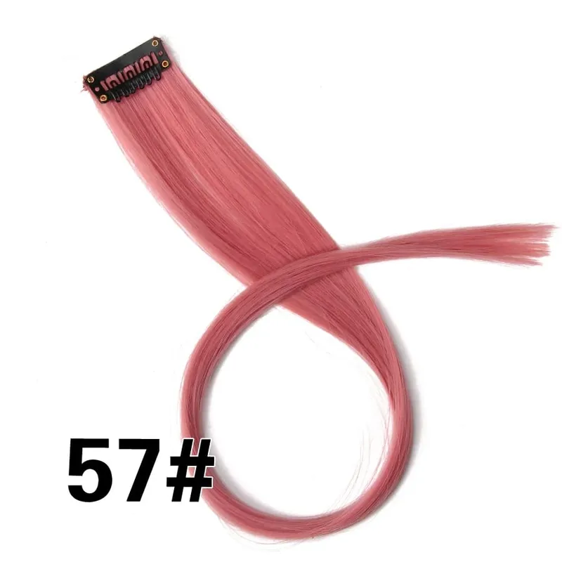 Synthetic Leeons Clip In one Pieces Hair Extensions Heat Resistant Hairpieces Rainbow Ombre Hair Extensions Fake Long Hair Women