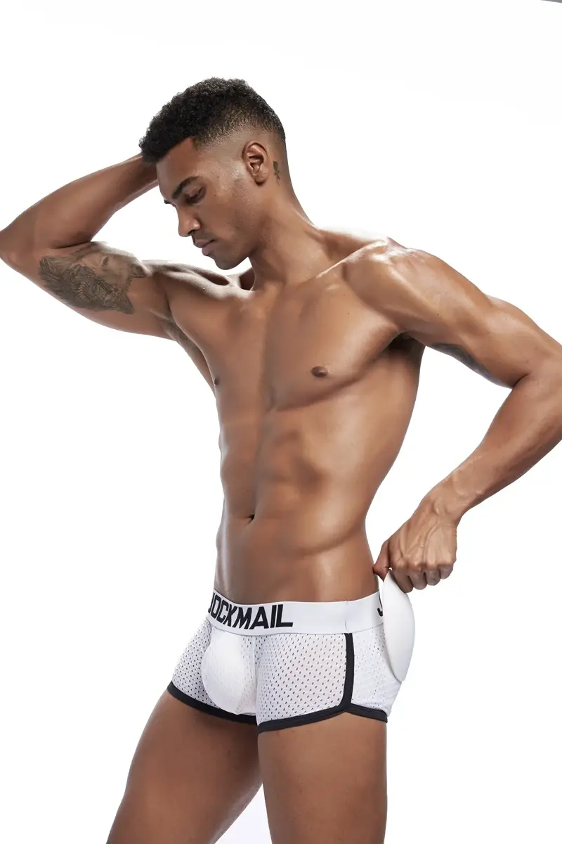 Sexy Men underwear Boxers Men's Padded Enhancing Removable front and bottom Breathable Mesh Gay Underwear Spring summer — image 12