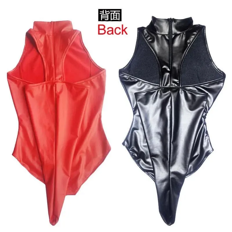 Faux Latex Catsuit Elastic PU Leather Self Bondage Bodysuit Tights Hot Sexy Body Tops Shirt Anime Cosplay Costume Bodystocking — image 6