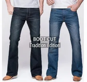Mens Boot Cut Jeans Slightly Flared Slim Fit Blue Black Trousers Designer Classic Male Stretch Denim Pants — image 7