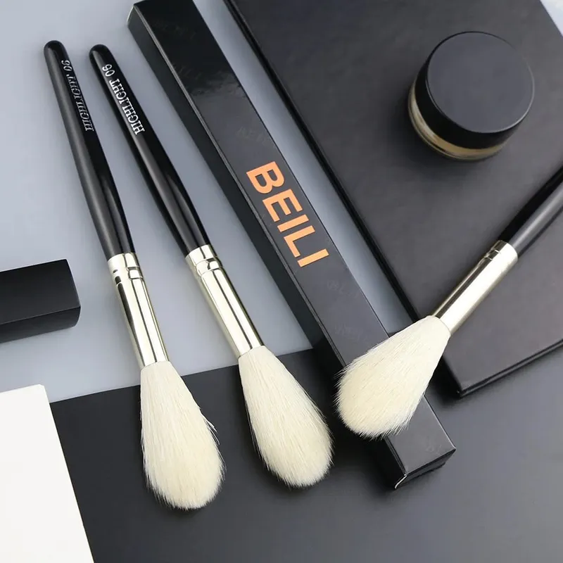 1 pièces 100% poils de chèvre surligneur noir pinceaux de maquillage professionnel naturel poney fard à paupières Blush sourcils pinceaux de maquillage — image 6