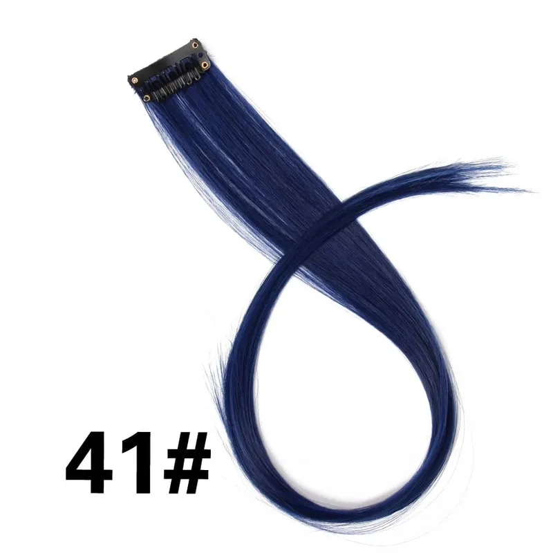 Synthetic Leeons Clip In one Pieces Hair Extensions Heat Resistant Hairpieces Rainbow Ombre Hair Extensions Fake Long Hair Women
