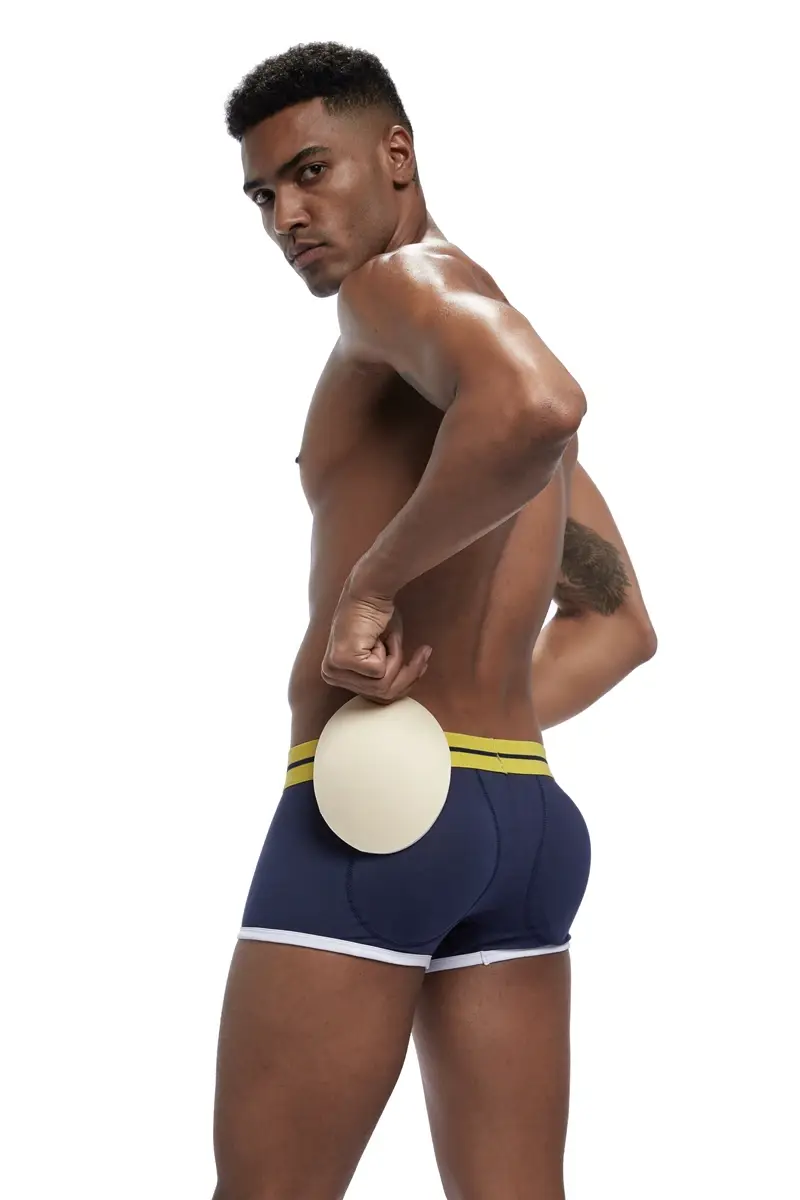 Brand sexy men underwear bulge enhancing men Boxer include Penis pad and hips buttocks double Removable push up cup — image 1