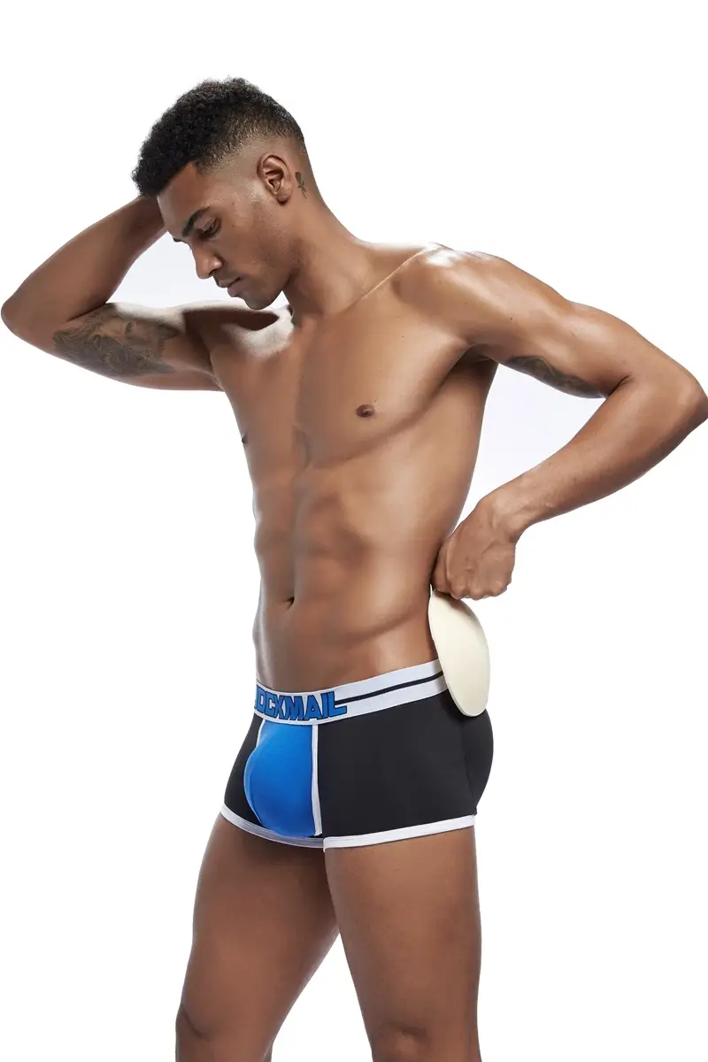 Brand sexy men underwear bulge enhancing men Boxer include Penis pad and hips buttocks double Removable push up cup — image 18