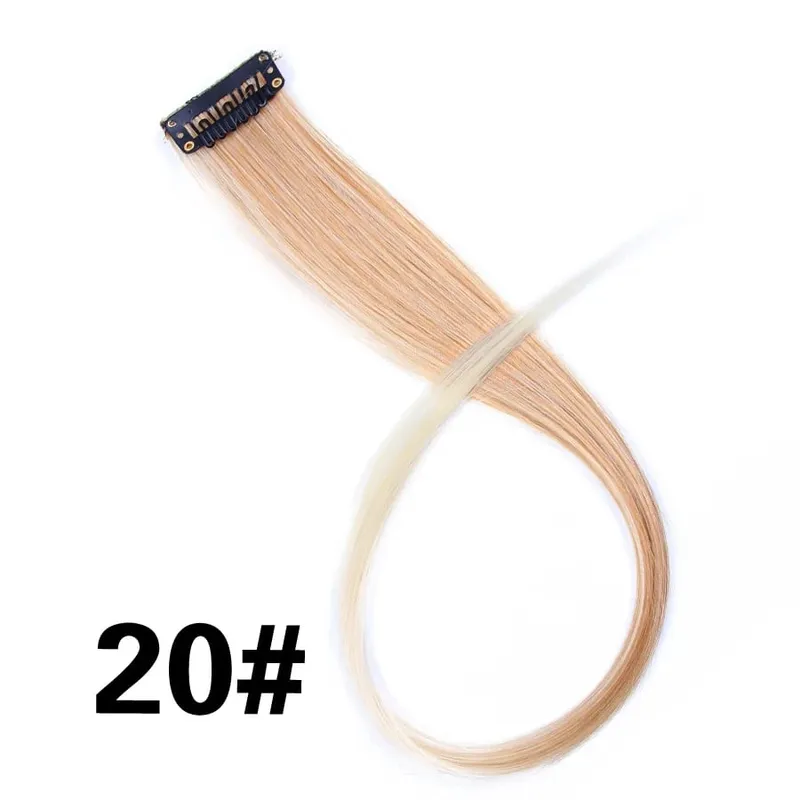 Synthetic 50Cm Rainbow Colors One Clip In Hair Extensions Straight Long Synthetic For Women Hair Piece Blue Pink Purple Red 12G