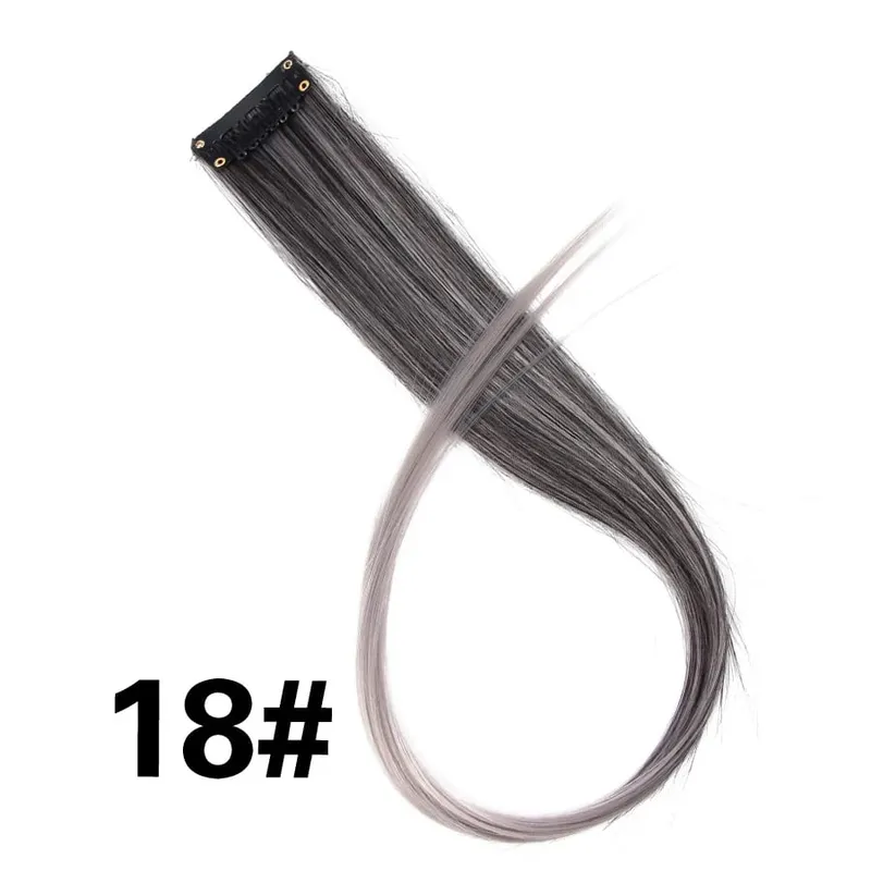 Synthetic Clip In One Pieces Raiinbow Hair Extensions Straight Synthetic Hair Pieces 18" Long Ombre Hair Pink Purple Red Blue — image 24