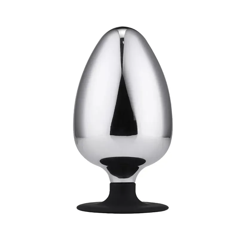 Super Big Metal Anal Plug Silicon Base Suction cup Anal butt Plug Sex toys 3 size for choice