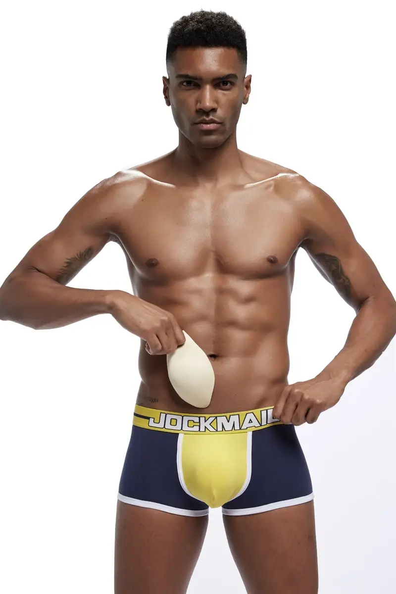 Brand sexy men underwear bulge enhancing men Boxer include Penis pad and hips buttocks double Removable push up cup — image 2