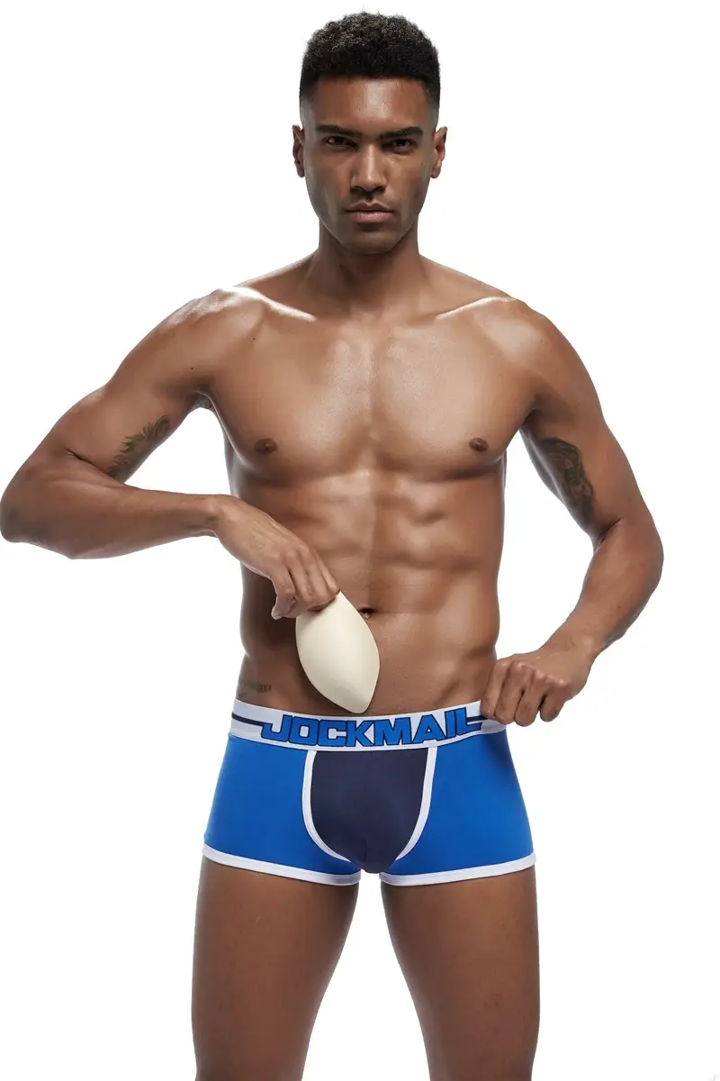 Brand sexy men underwear bulge enhancing men Boxer include Penis pad and hips buttocks double Removable push up cup — image 8