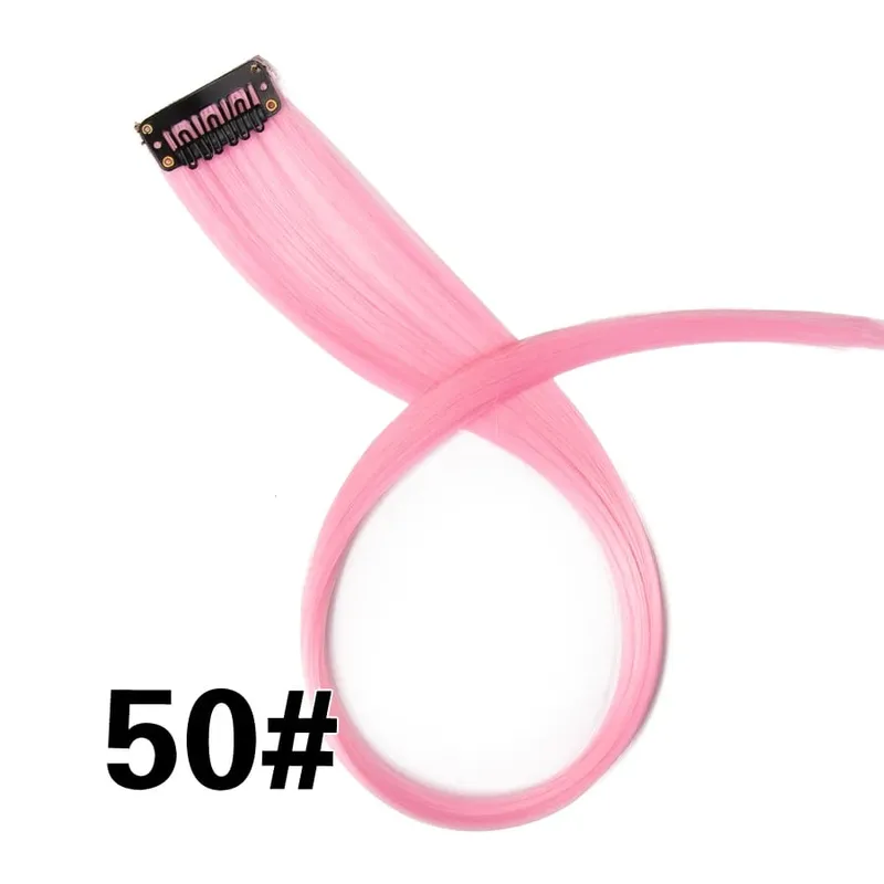 Synthetic Clip In One Pieces Raiinbow Hair Extensions Straight Synthetic Hair Pieces 18" Long Ombre Hair Pink Purple Red Blue — image 55