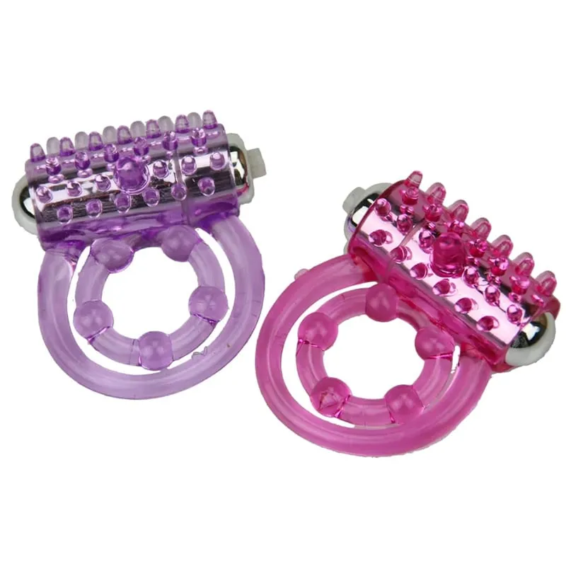 Double rings vibrator waterproof clitoris Massager masturbation Vibrating lasting cocking delay ejaculation vibe Sex Toy For man — image 2