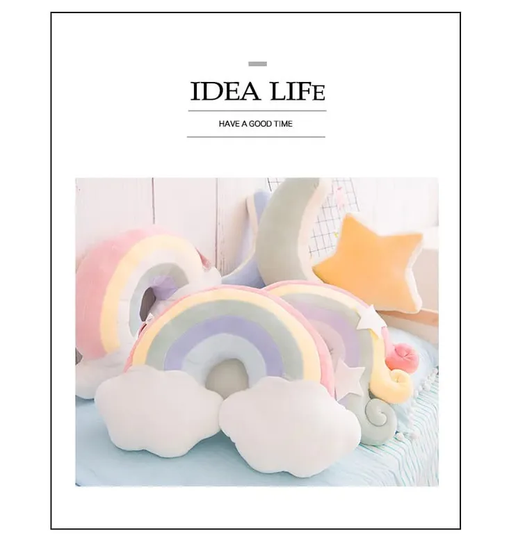 INS HOT Candy Color Cloud Star Moon Plush Pillow Colorful Rainbow Crown Pillow Cushion Sofa Home Decoration Throw Pillow Toy — image 10
