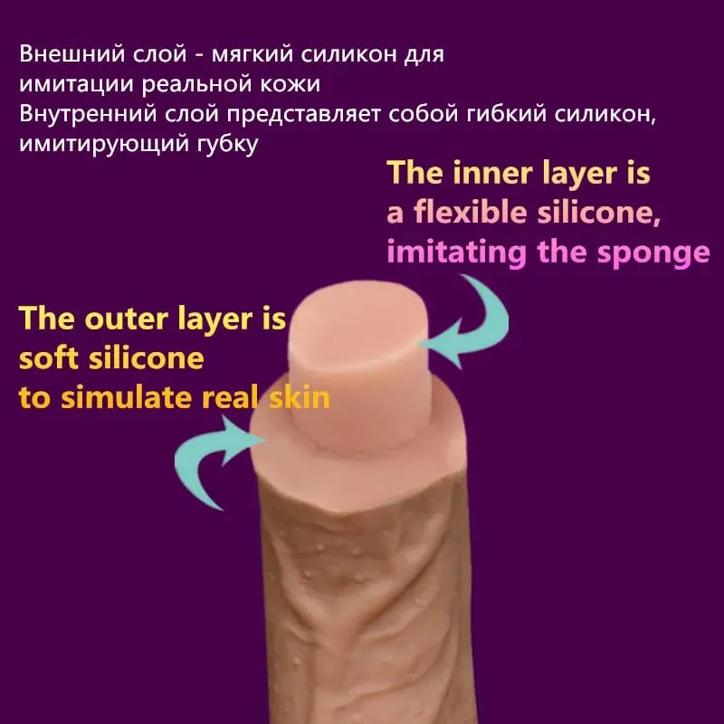 Super Soft Double-layer Silicone Dildo Realistic Dildo Male Artificial Penis Dick Female Masturbator Adult Sex Toys For Women — image 4