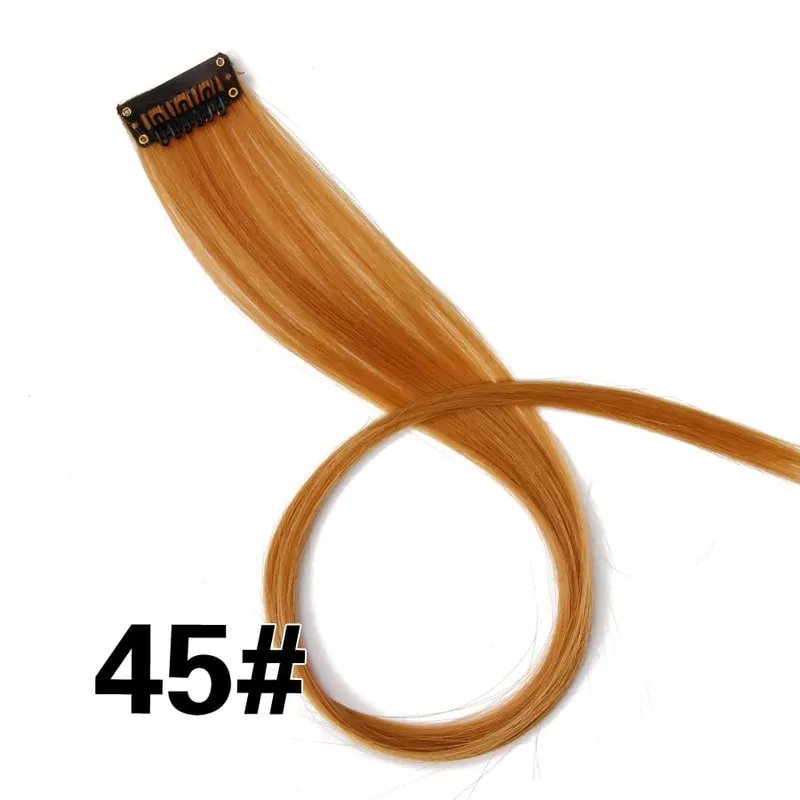 Synthetic Leeons Clip In one Pieces Hair Extensions Heat Resistant Hairpieces Rainbow Ombre Hair Extensions Fake Long Hair Women