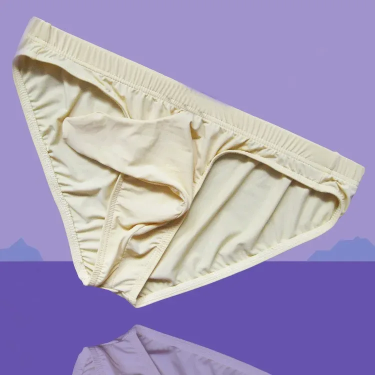Free shipping Men's Sexy Cozy Ice silky Bikini with Penis Sleeve Comfortable Men Underwear Cozy Stockings