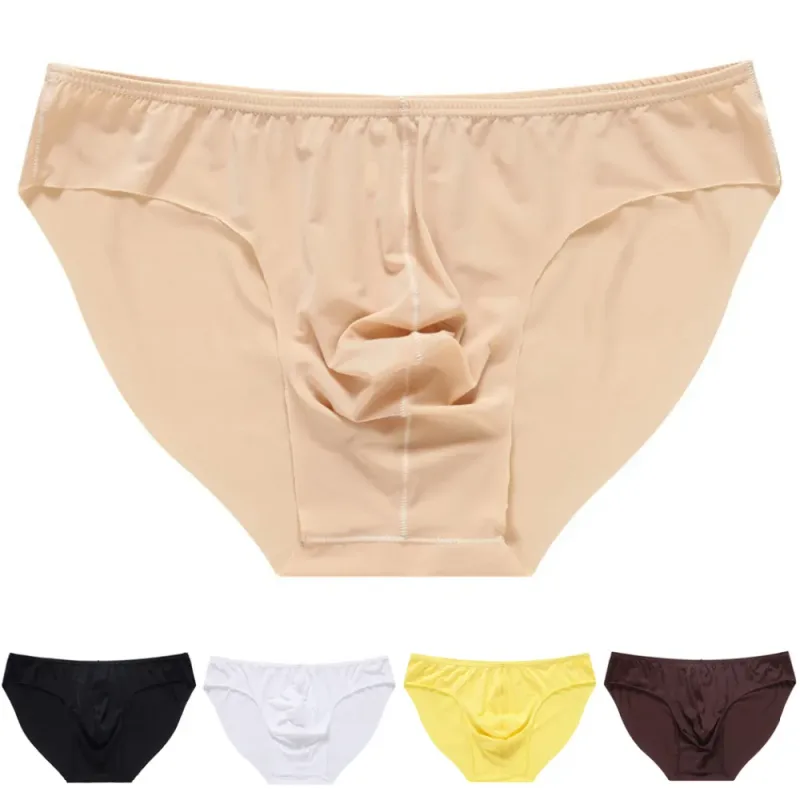 Men's Briefs Soft Breathable Silk Sexy Underwear Men's Hot Hips Up Transparent Jockstrap Sexy Colorful Undies Cueca — image 1