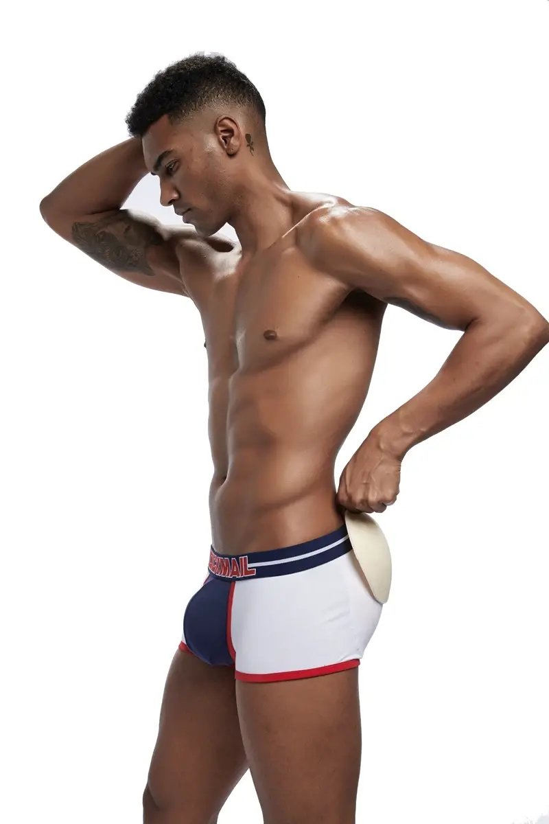 Brand sexy men underwear bulge enhancing men Boxer include Penis pad and hips buttocks double Removable push up cup — image 14