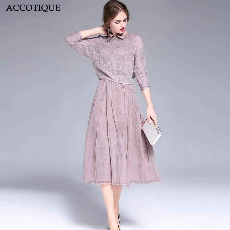 High Quality 2017 New Women's Spring Summer Silk Two Piece Dress Female Elegant Sleeveless Solid Brief Slim Long Dresses — image 2