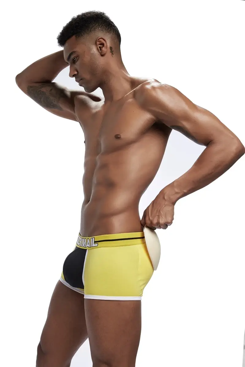 Brand sexy men underwear bulge enhancing men Boxer include Penis pad and hips buttocks double Removable push up cup — image 23