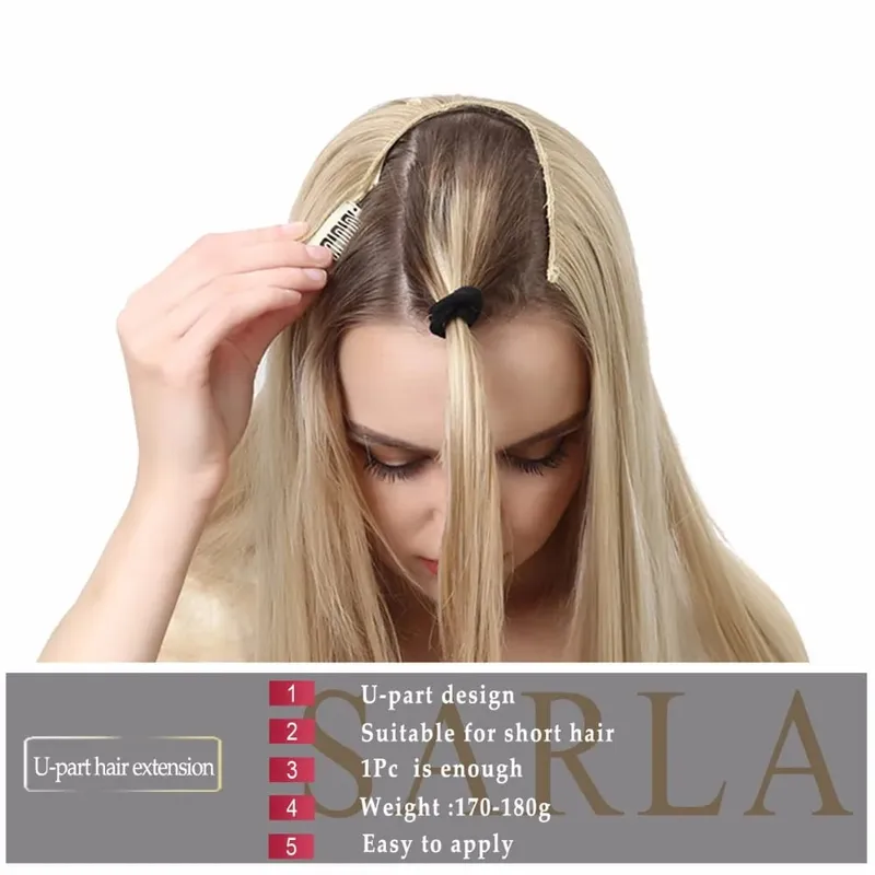 Premium Synthetic U-Part Clip In Hair Extension Long Thick Curly Natural Blonde False Heat Resistant Hair Hairpieces For Women — image 2