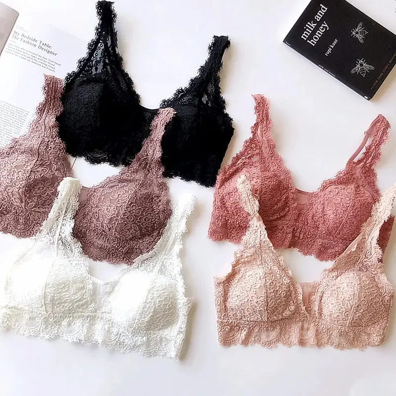 ชุดชั้นในลูกไม้ชุด 2018 ผู้หญิง Bra & ชุดไร้สายโปร่งใสเซ็กซี่ชุดชั้นในชุดชั้นในชุดผ้าฝ้าย Bras Panty ชุดชั้นใน — image 1