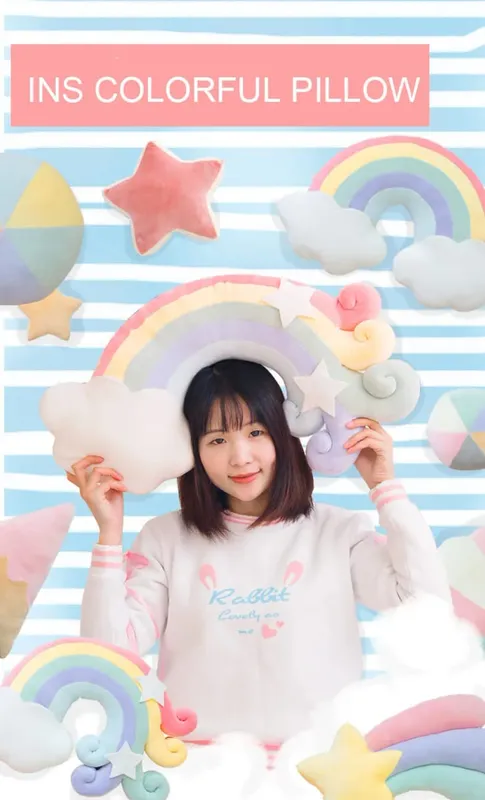 INS HOT Candy Color Cloud Star Moon Plush Pillow Colorful Rainbow Crown Pillow Cushion Sofa Home Decoration Throw Pillow Toy — image 8