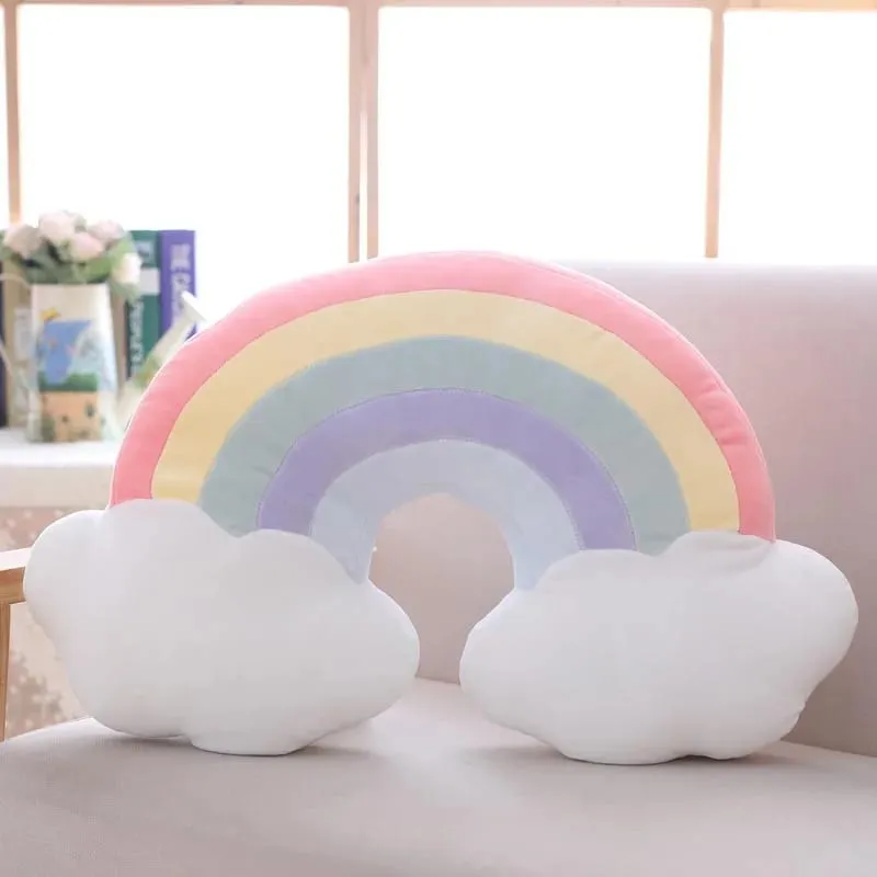 INS HOT Candy Color Cloud Star Moon Plush Pillow Colorful Rainbow Crown Pillow Cushion Sofa Home Decoration Throw Pillow Toy