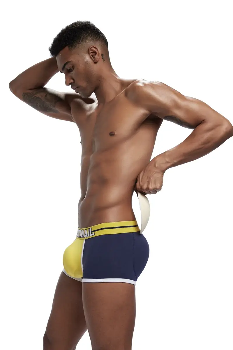 Brand sexy men underwear bulge enhancing men Boxer include Penis pad and hips buttocks double Removable push up cup — image 3