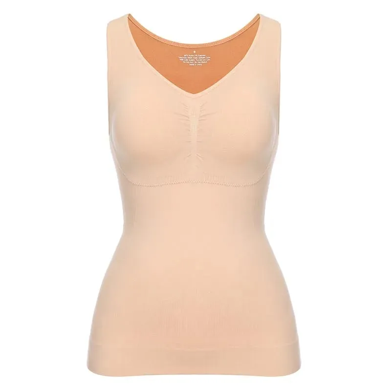 Tanktops für Damen mit integriertem BH, lässiger, breiter Träger, Basic-Camisole, ärmelloses Top, Shaper mit abnehmbarem BH