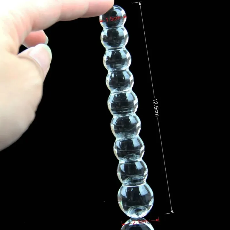 Candiway Crystal Clear Glass Dildo Anal Beads Plug G-spot Stimulation Female Masturbation Adult Sex Toys For Lesbian — image 4