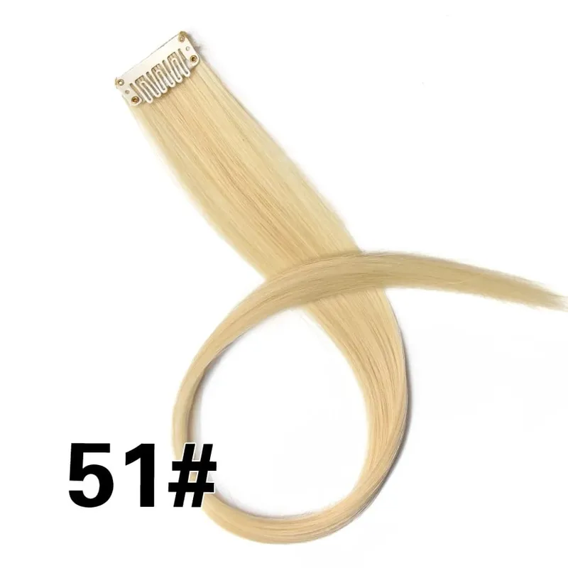 Leeons Synthetic Hair Extensions With Clips Heat Resistant Straight Hair Extensions Color Colored Black Hair Clip Womens 12G/Pcs