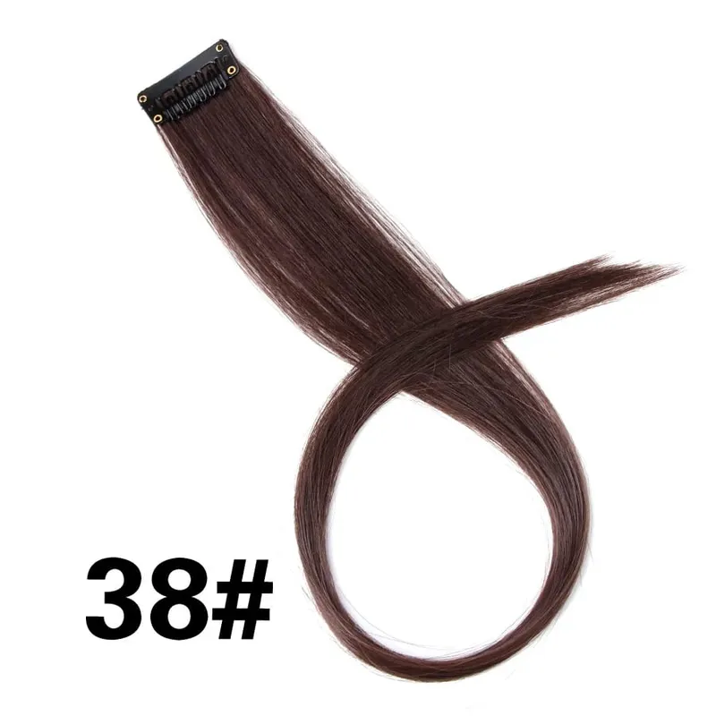 Synthetic 50Cm Rainbow Colors One Clip In Hair Extensions Straight Long Synthetic For Women Hair Piece Blue Pink Purple Red 12G