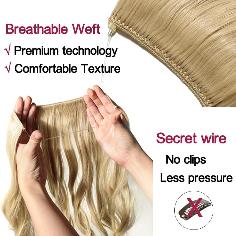 Synthetic Invisible Wire No Clips In Hair Extensions Secret Fish Line Hairpieces Hair Extensions Fake Hair For Women — image 3