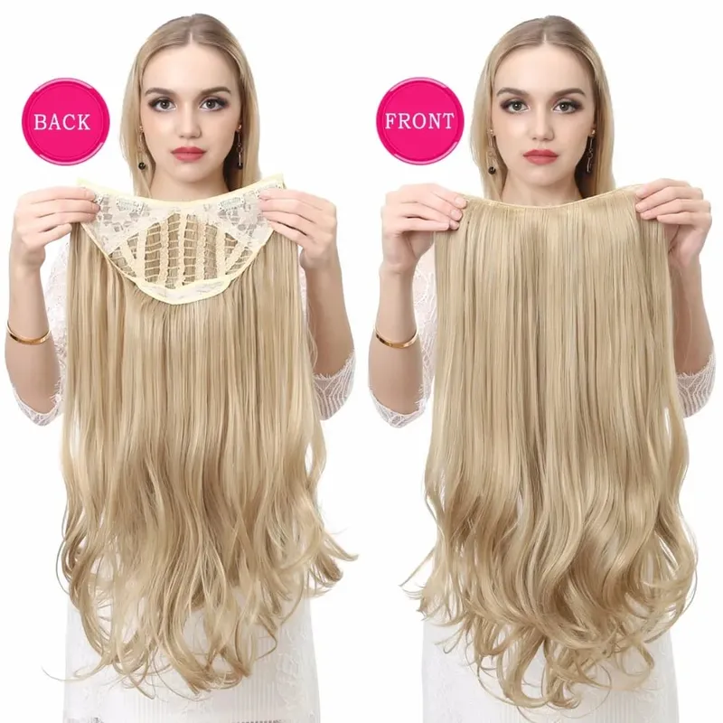 Premium Synthetic U-Part Clip In Hair Extension Long Thick Curly Natural Blonde False Heat Resistant Hair Hairpieces For Women — image 4