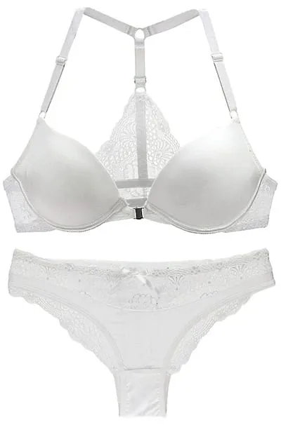 2022 New Sexy Halter Deep V Push Up Bras Set Solid Smooth Bow Decorative Women Underwear AB Cup Girls Lingerie — image 11
