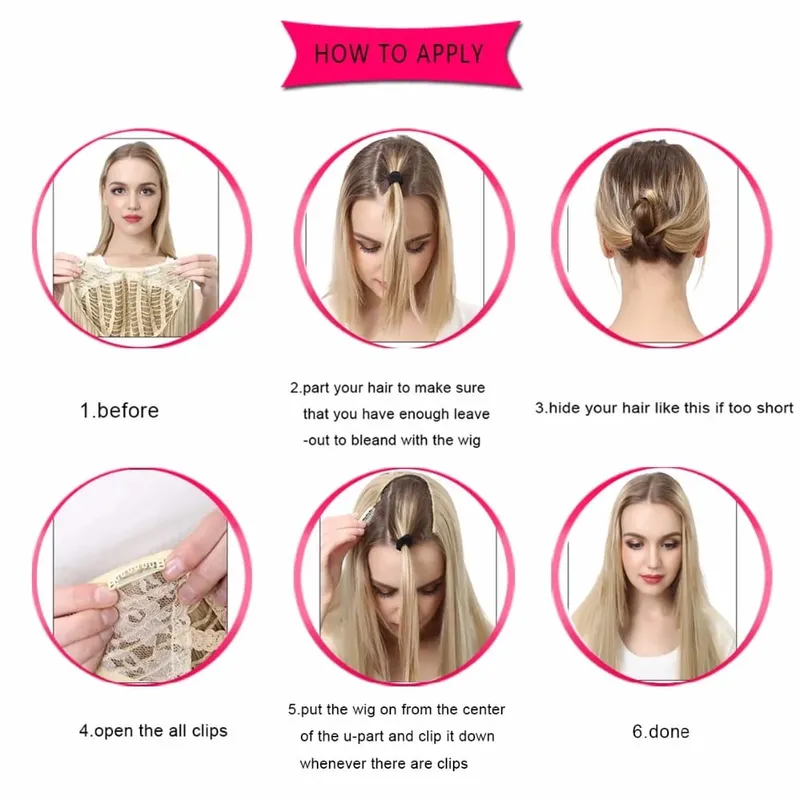 Premium Synthetic Straight U Part Clip in Hair Extension Long Daily Use Clip-on Natural Thick Fake Blonde Hairpieces For Woman — image 7