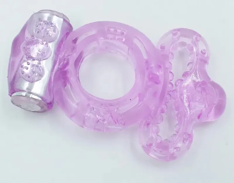 lasting ring clitoris vibrator triple ball loop Massager masturbation Vibrating cocking delay ejaculation vibe Sex Toys For man — image 3