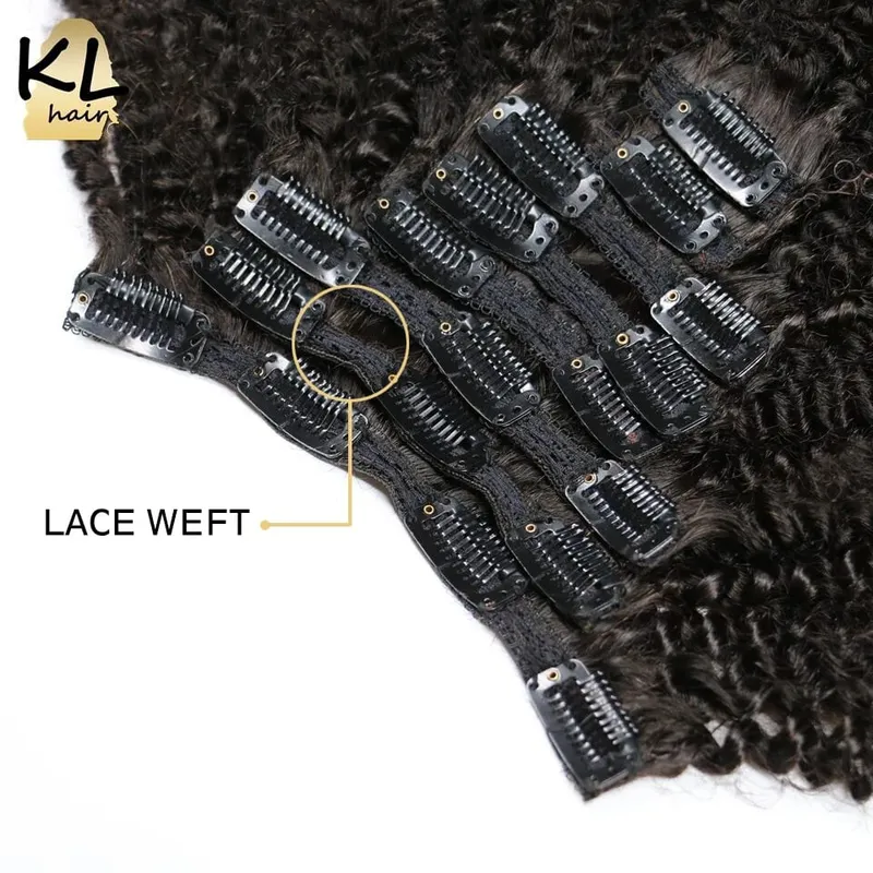 Afro Kinky Curly Clip In Hair Extensions 4B 4C Clip Ins 120G 8Pcs Brazilian Remy Human Hair Bundles Install Full Head Extension