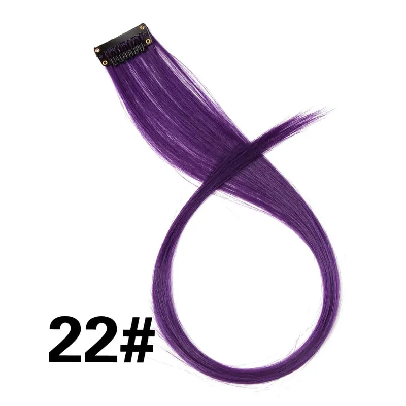 Synthetic 50Cm Rainbow Colors One Clip In Hair Extensions Straight Long Synthetic For Women Hair Piece Blue Pink Purple Red 12G