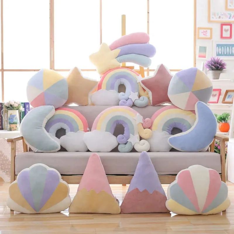 INS HOT Candy Color Cloud Star Moon Plush Pillow Colorful Rainbow Crown Pillow Cushion Sofa Home Decoration Throw Pillow Toy — image 6